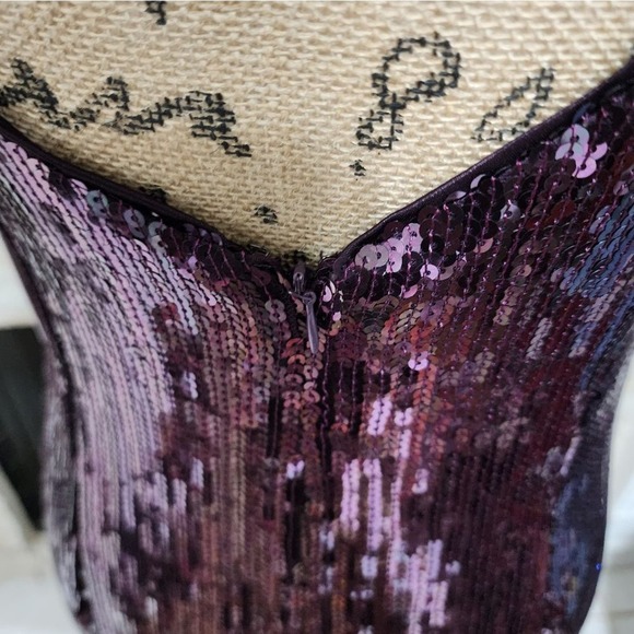Nanette Lepore Funkytown Sequin Fringe Slip Dress purple size 10 new!! - Picture 6 of 8